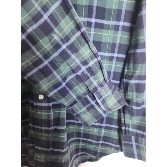 Sid Mashburn Men Green Blue Plaid 100% Cotton Button Down Sport Shirt size XL, - Picture 5 of 8